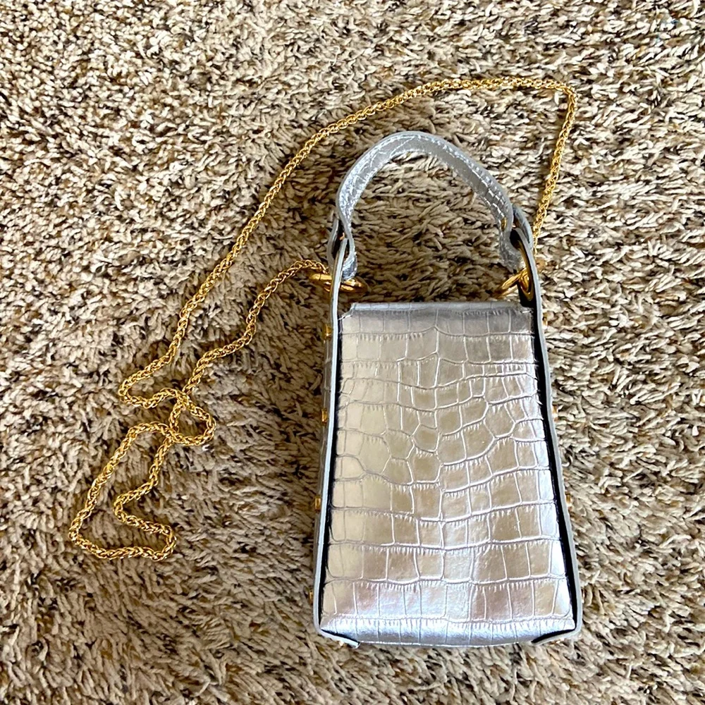 Persaman New York Joanna Croc Embossed Leather Phone Crossbody Bag - Picture 4 of 7